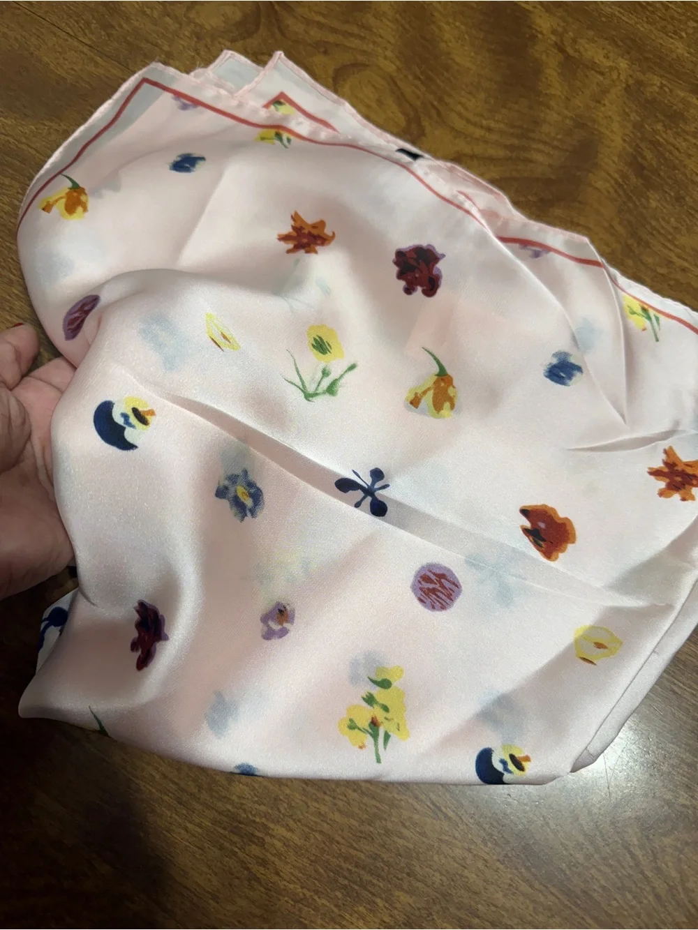 Pink Floral & Butterfly silk feeling Headscarf - Lightweight Women's Accessory